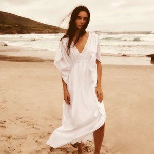 NWT ZARA KAFTAN DRESS  WHITE SIZE XS